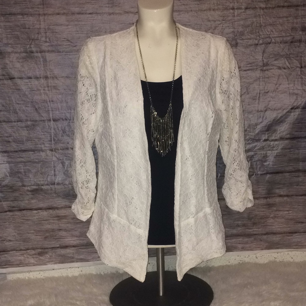 Charlotte Russe White Lace Blazer